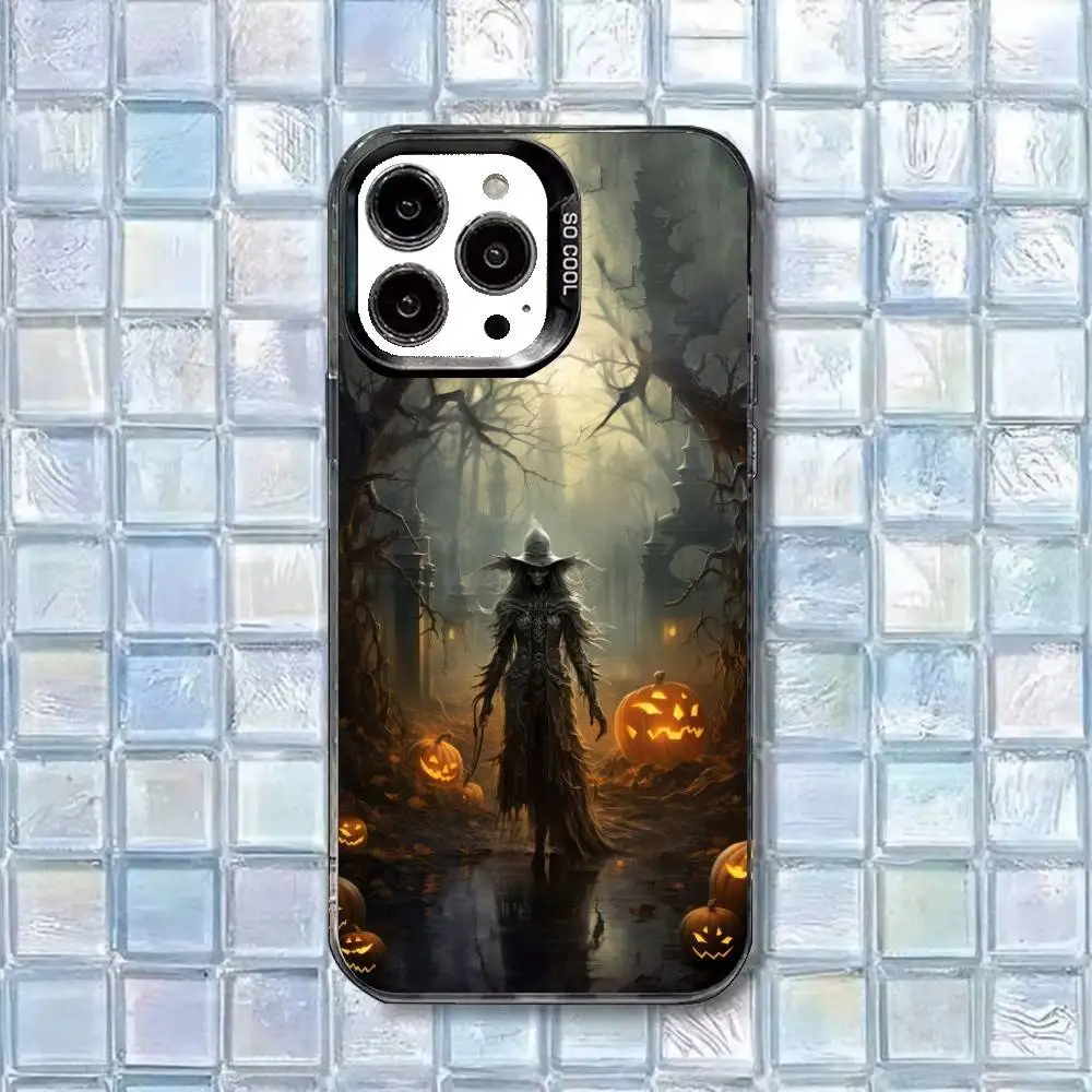 Casing Ponsel H-Halloween Thriller Skeleton untuk iPhone17,16,15,14,13,12,11 Plus,Pro Max Putih Matte Anti Benturan
