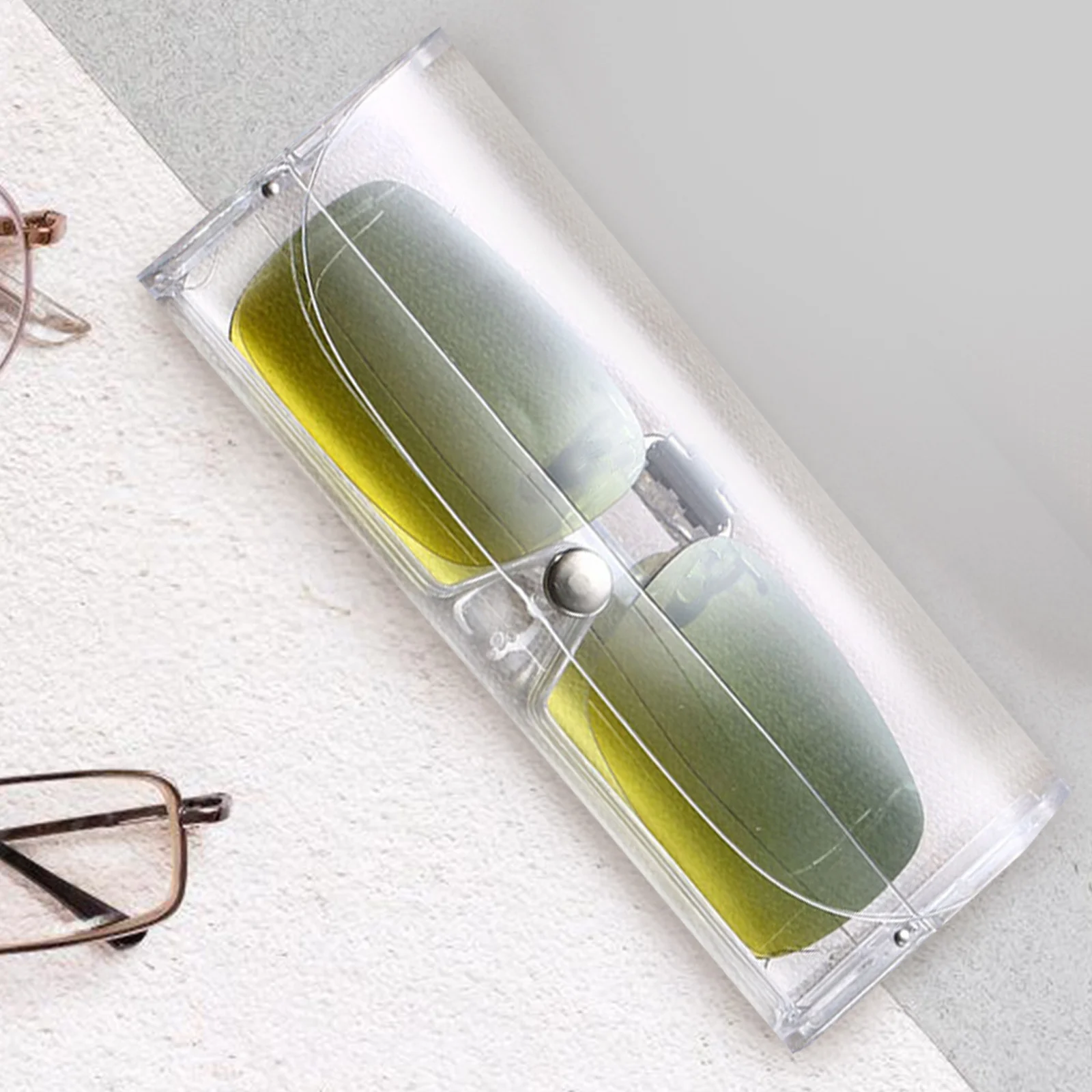 

10Pcs Eyeglass Cases Clear Plastic Glasses Case Sturdy Compact Button Closure Travel Sunglasses Storage Protection