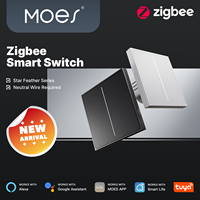 MOES ZigBee Smart Light Switch 2in1 Neutral Wire Required,Tuya APP Control,Compatible with Alexa Google Home,Star Feather Design