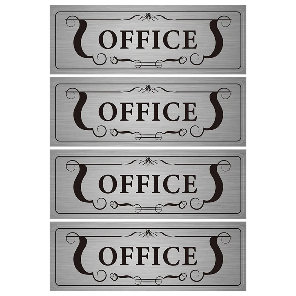 4 قطع من ملصقات باب المكتب PVC لاصقة قابلة للإزالة لغرفة الأعمال، علامات جدران النوافذ، شماعات باب الأعمال #1