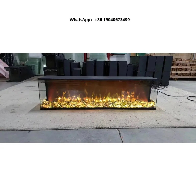 Modern LED Flame Effect Wall Mounted Electric Heater 40-100 Inches Fireplace with Fire Location Metal Material xyl