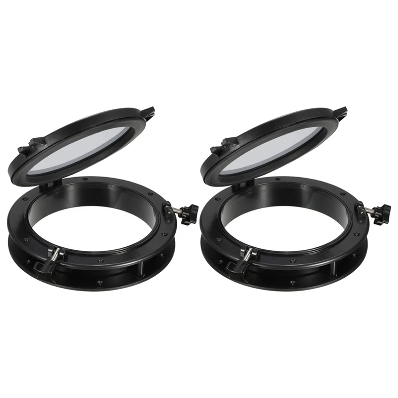 

2X Black Round Portholes Plastic Hatches Port Lights Opening Window 8 Inch 21Cm(21.5Cm) Marine Boat RV SFPP1-01 SFPP2-01