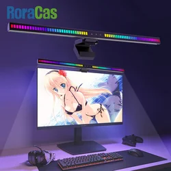 Eye-Care Desk Lamp LED Light Aluminum 55-42cm RGB Computer Monitor Screen Light Bar Music Sync Ambient USB Hanging Table Lamp