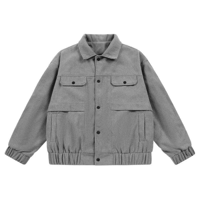

Men's Corduroy Jacket Loose Korean Style Spring Autumn Casual Turn-down Collar Workwear Jacket Youthful Stylish Men's Clothing