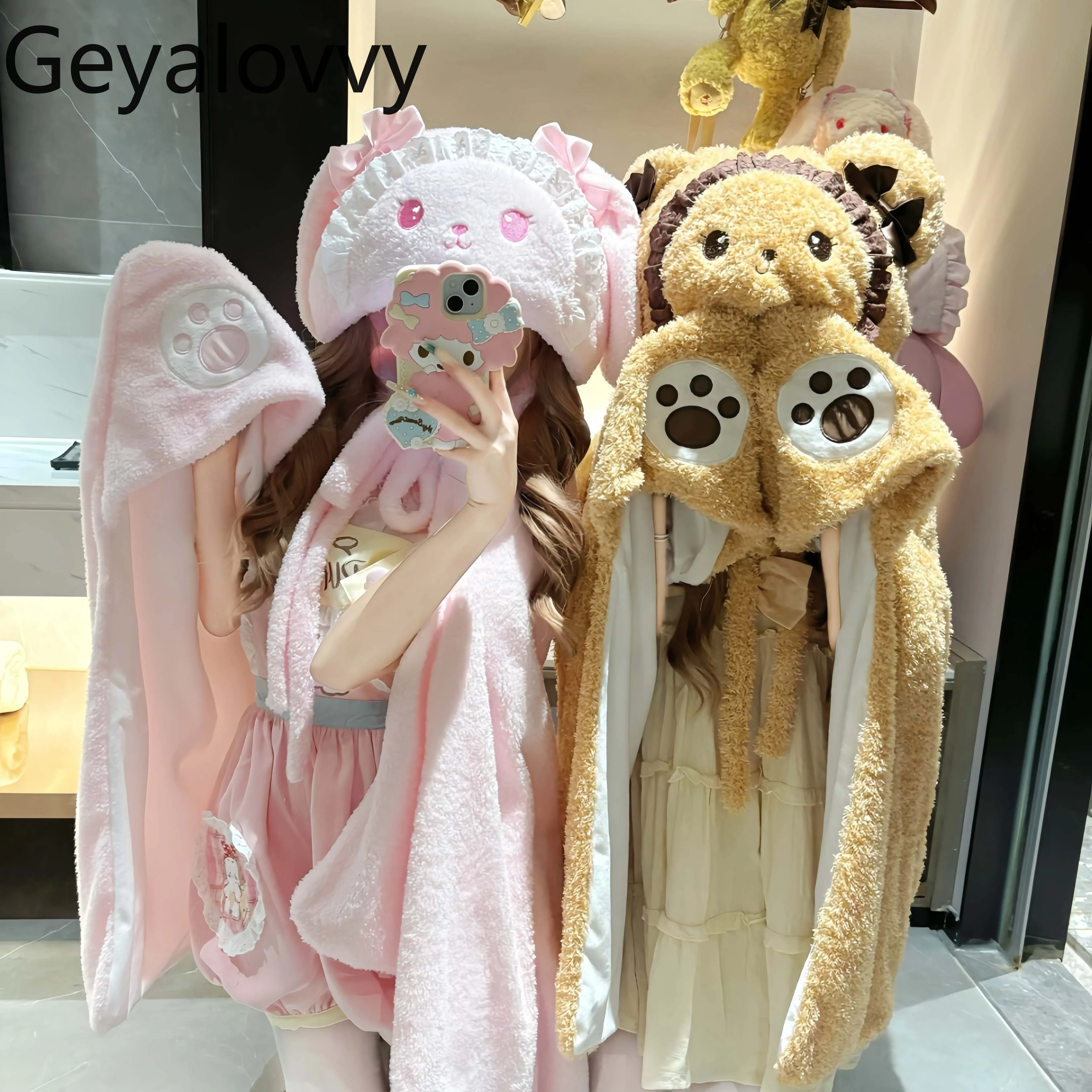 

Оригина, милые пончо в стиле Лолиты, женские повседневные накидки, теплые пальто с героями мультфильмов для женщин, новинка 2025, модный осенне-зимний плащ Femme