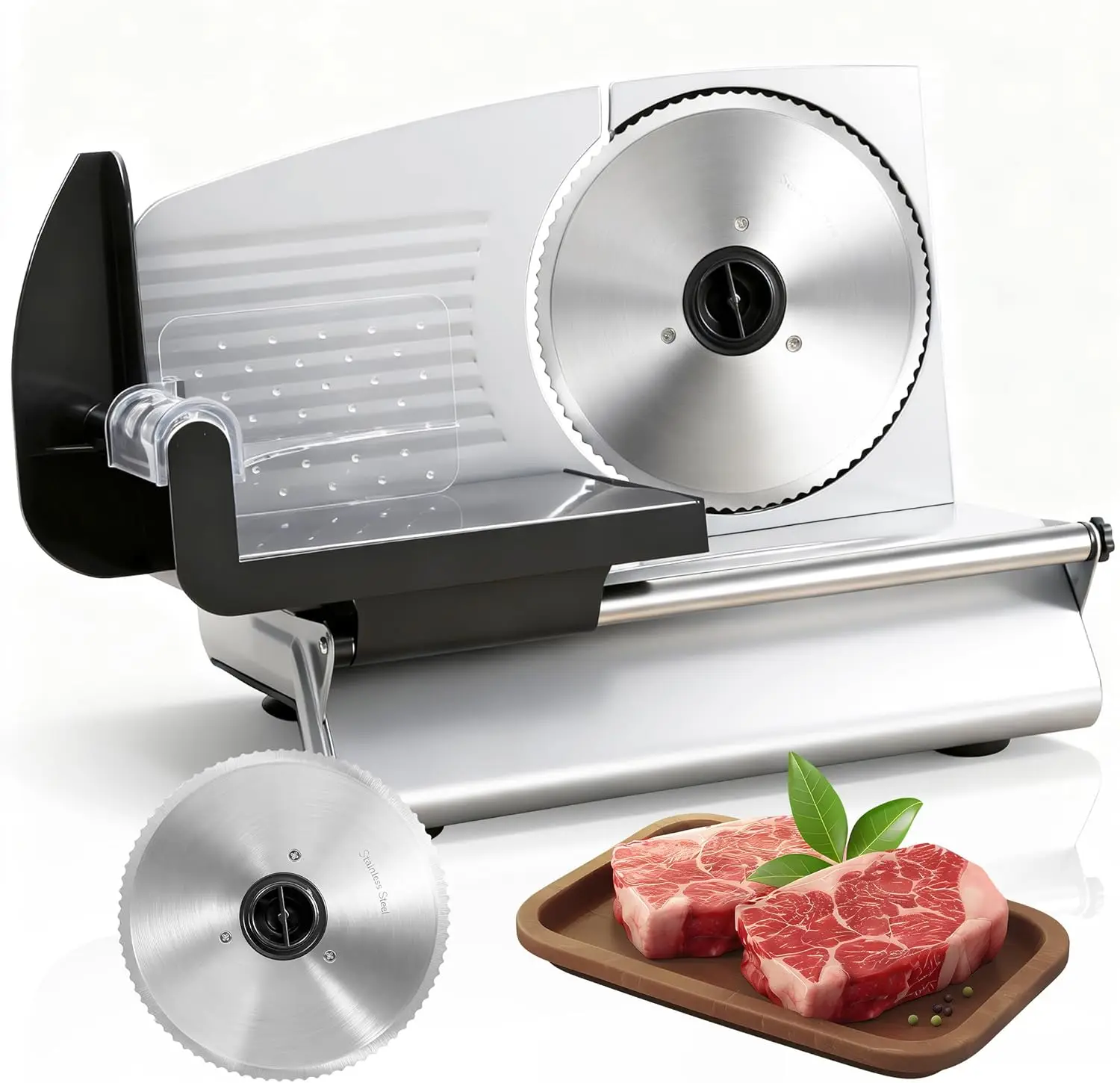 

Premium Electric Food Meat Slicer - 7.5inch Stainless Steel Blade Home Kitchen Deli Meat Food Vegetable Cheese Cutter - Thicknes