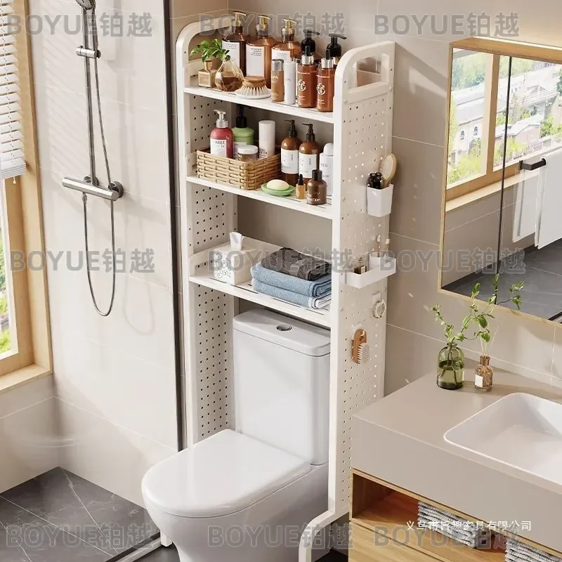 for Hole Plate Bathroom Smart Toilet Top Shelf Floor to Ceiling Washing Machine Shelf Toilet Storage Rack Free Standing