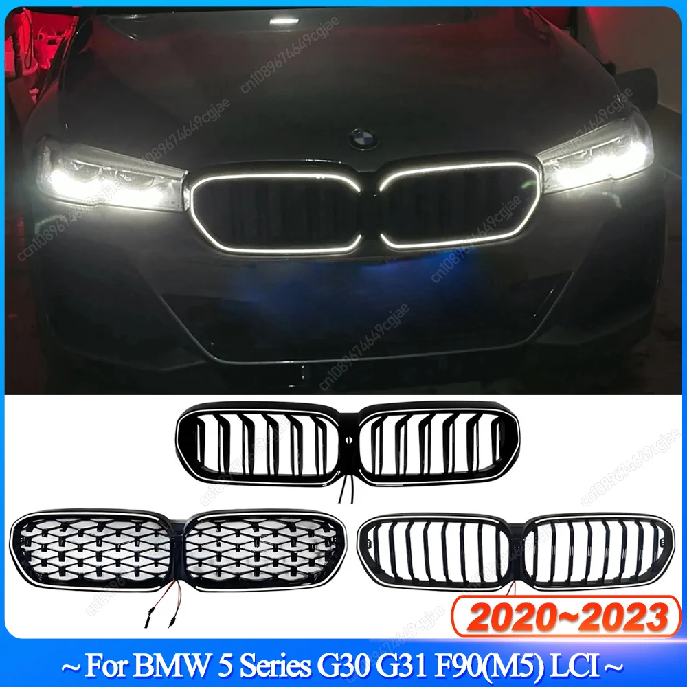 

Для BMW 5 серии G30 G31 F90 (M5) 2020-2023 LCI светодиодные фонари автомобиля передний бампер решетки для почек ABS глянцевый черный кузов тюнинг