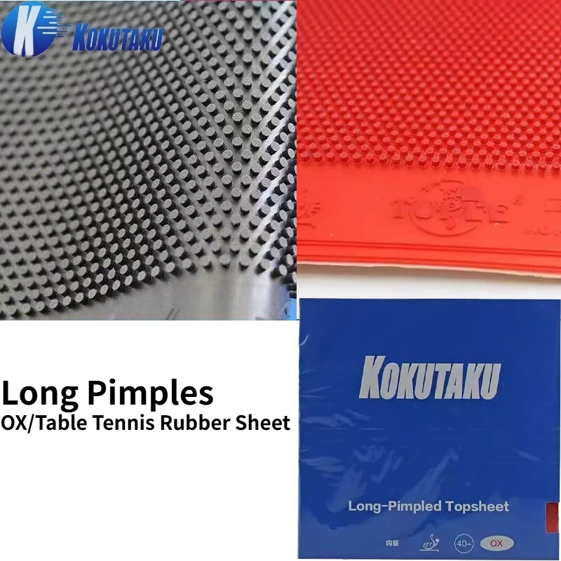 

KOKUTAKU Long Pimple OX/able Tennis Rubber with 0.6/0.8mm Sponge Professional Ping Pong Rubber High Spin Control for Beginners