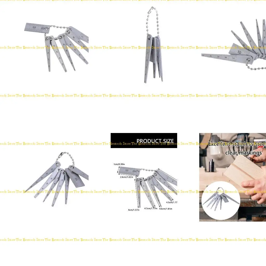 

12PF 7Piece Stainless Steel Tapered Ruler Set Pocket Sized Gaps Gauge for Engineering Precise Measurement and DIYer Projects