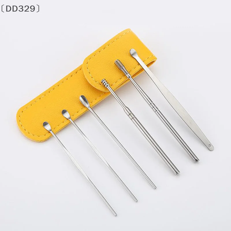 〔DD329〕6Pcs/set Ear Cleaner Ear Wax Pickers Earpick Wax Remover Piercing Kit Earwax Curette Spoon Care Ear Clean Tools