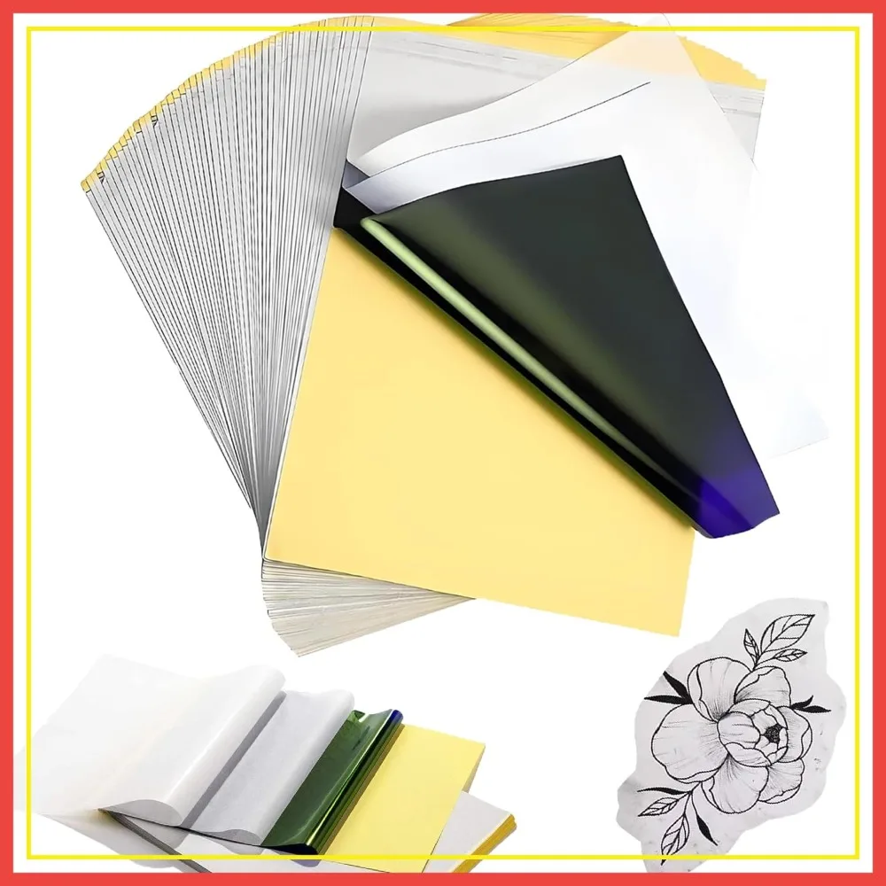 

50PCS Tattoo Transfer Paper A4 Size 4-Layer Reusable for Stencil Printer & Hand Drawing Tattoo Supplies