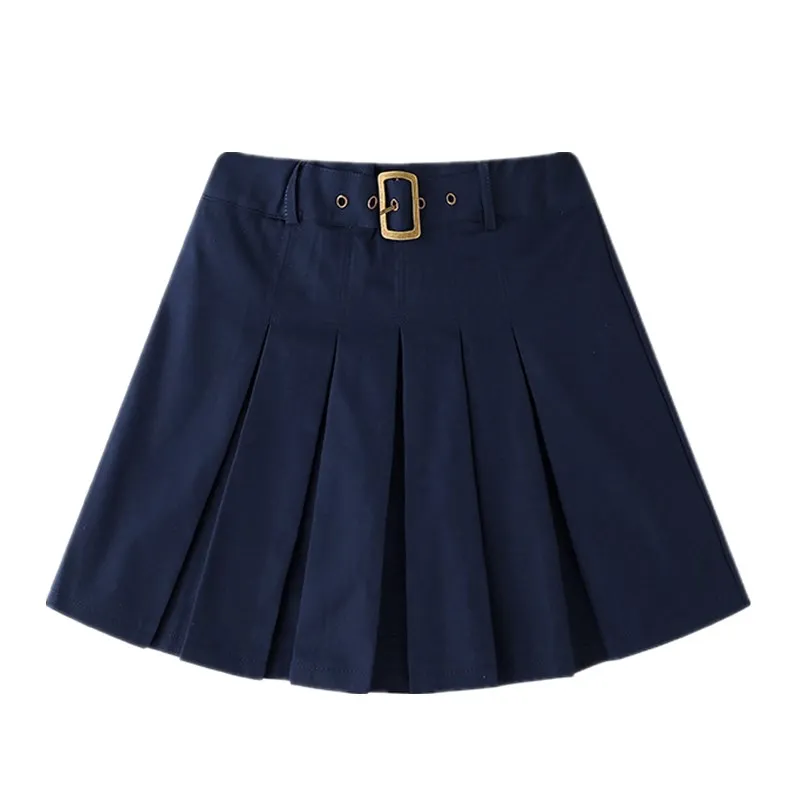 Girls School Uniform Pleated Scooter Skirt Spring/Summer Kids Ruffle Skirt Khaki/Navy For Teenage Girl 6 8 10 12 14 16 18 20 T