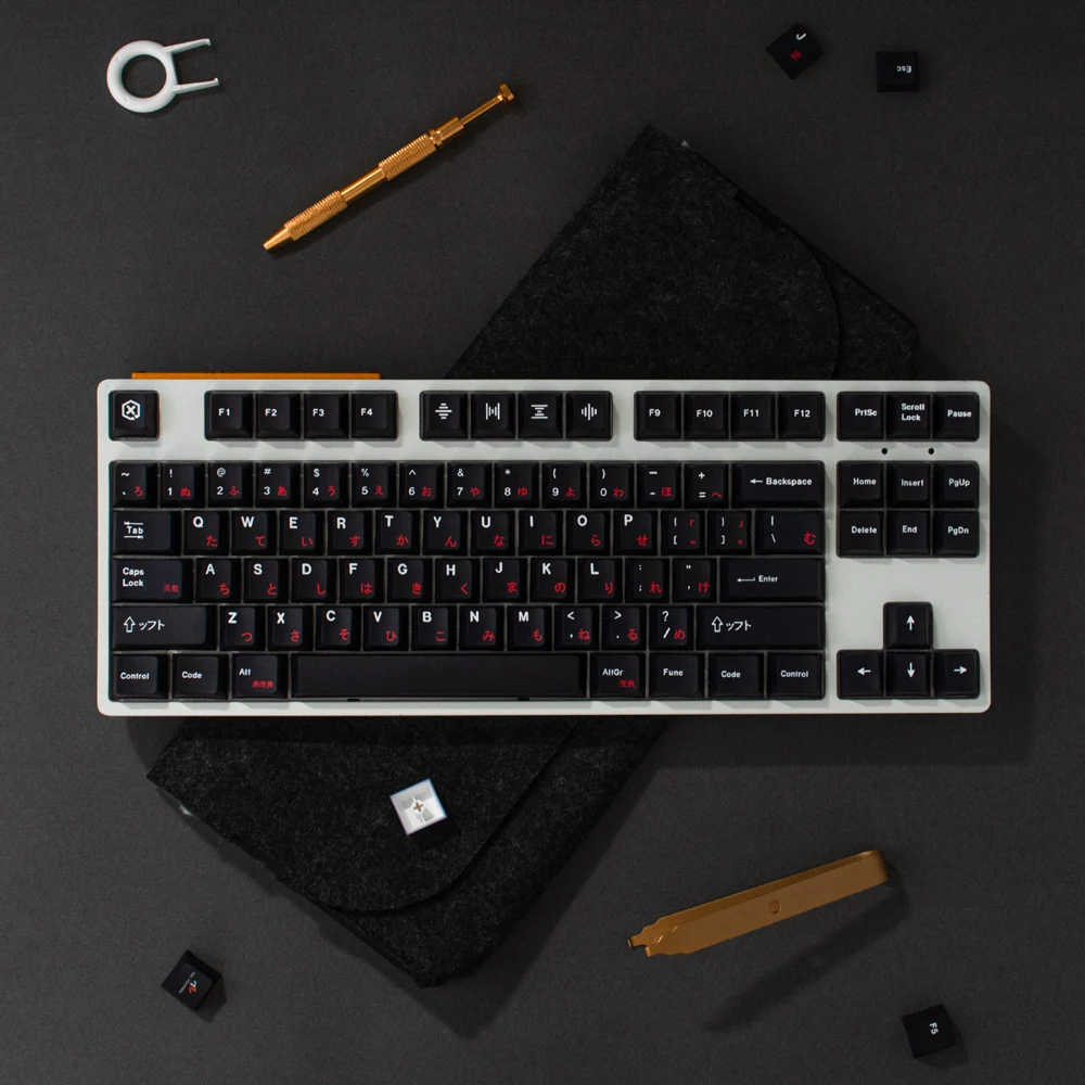 Gmk wob vermelho cyrillic keycaps para teclado mecânico cor preta cereja perfil 131 teclas pbt 5 lado corante sub gk61 anne pro 2