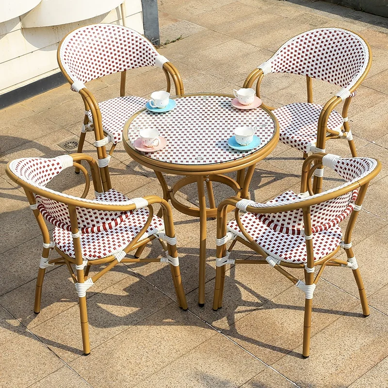 Outdoor Rattan Wicker Patio Furniture Set – Table & Chairs, All-Weather PE, Garden/Balcony/Café