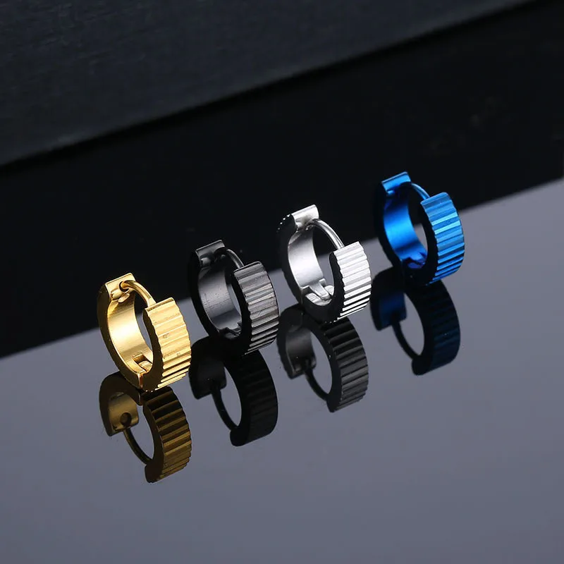 New Design Gear Stainless Steel Earring Fashion Punk Hip Hop Geometric Stud Ear Jewelry Party Gifts For Women Men