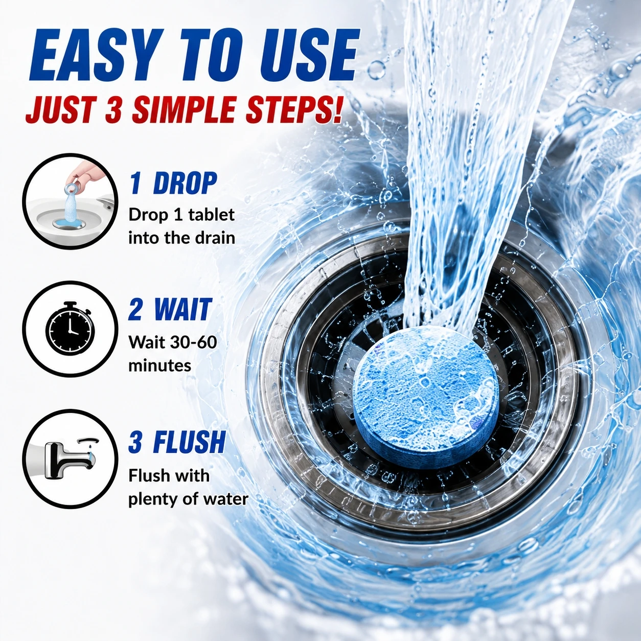 Pipe Cleaning Effervescent Tablet Cleaning Agent Pipeline Powerful Unclogging Agent Bathroom Toilet Kitchen Drain Odor Removal view 6