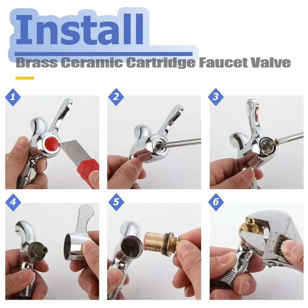 

Brass Material Faucet Valve Core Hot and Cold Threaded Design Faucet Cartridge Copper Construction Ceramic Valve