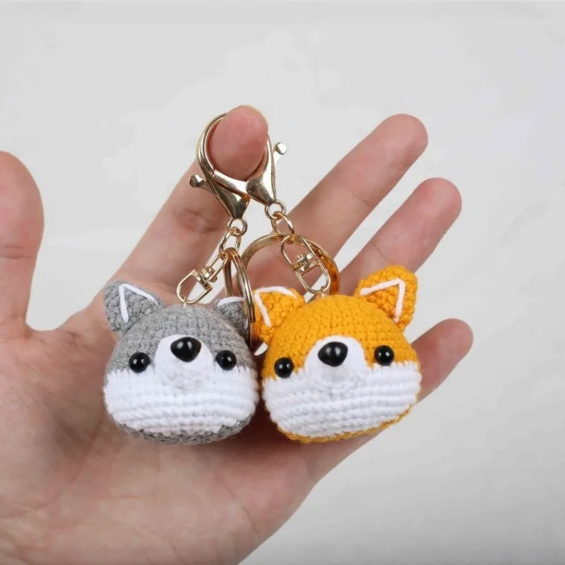 

Cute Shiba Inu Design Crochet Keychain Handmake Knitted Puppy Keyrings Cartoon Small Dog Doll Pendant Keychains Car Keys Pendant