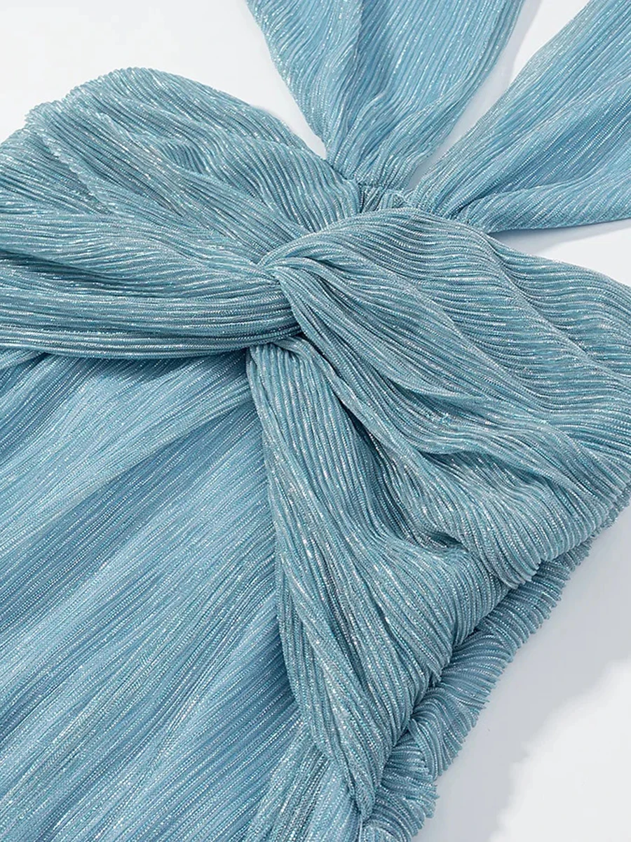 TWOTWINSTYLE مثير الصلبة الصيف فساتين حريمي الرقبة العميقة طويلة الأكمام الجوف خارج تصميم فاخر مساء فستان طويل أنثى جديد #5