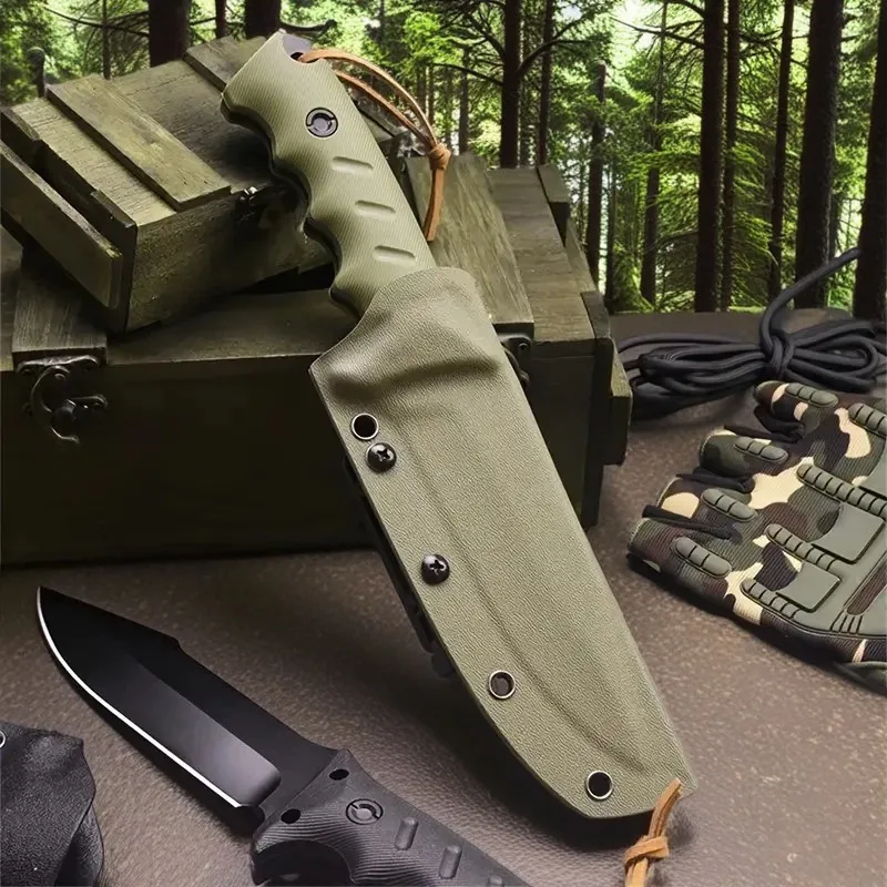 Outdoor camping straight knife, camping necessary K sheath knife set, high-hardness knives portable knives, outdoor hunting knif