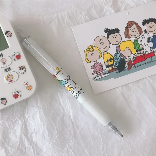 Imagen 2 del producto Bolígrafo de Gel Snoopy de 3 uds., bolígrafos de prensa de repuesto negros de 0,5mm, escritura para estudiantes, exámenes suaves, bolígrafo de firma, suministros de papelería escolar de dibujos animados