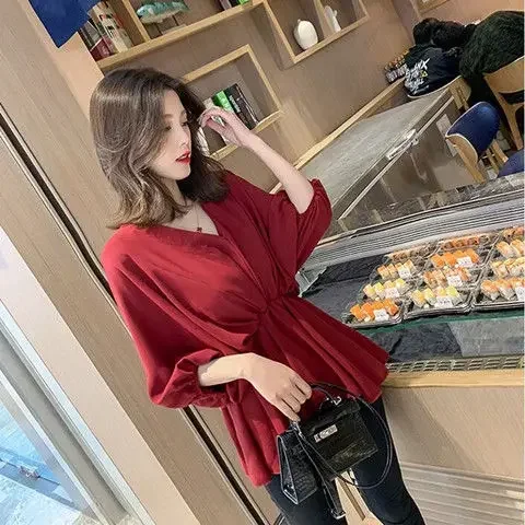 

Blouse Women V-neck Shirt Female Autumn Loose Shirt Top Blusas Ropa De Mujer