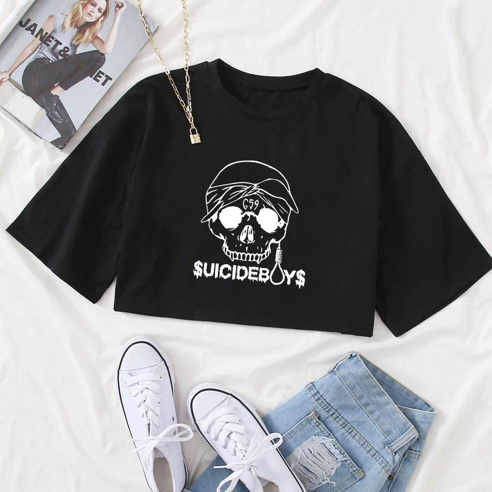 Suicideboys G59 2024 Printing Short Sleeves Music Fans Gift Crop Tops O-Neck Clothing Regular Super-short Girls Shirt