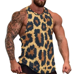 Leopard Fitness 3D Print Tank Tops Men Clothing GYM Vest Cool Sleeveless Harajuku Streetwear Sleeveless Graphic Tee Men Clothing