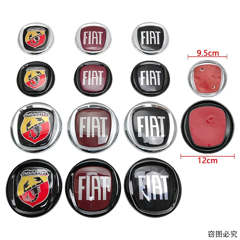 Car Front Hood Emblem 95/120mm Rear Trunk Badge Sticker for FIAT 600 Panda Pulse Mobi 500X Tipo Abarth Styling Accessories