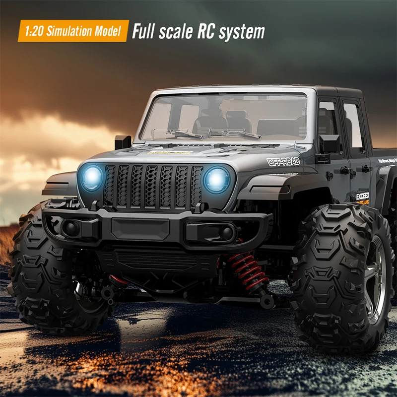 Novo carro wrangler rc bg 1550 1:20 com luzes led simulação em escala completa profissional 4wd 2.4g captador de controle remoto brinquedos de caminhão rc