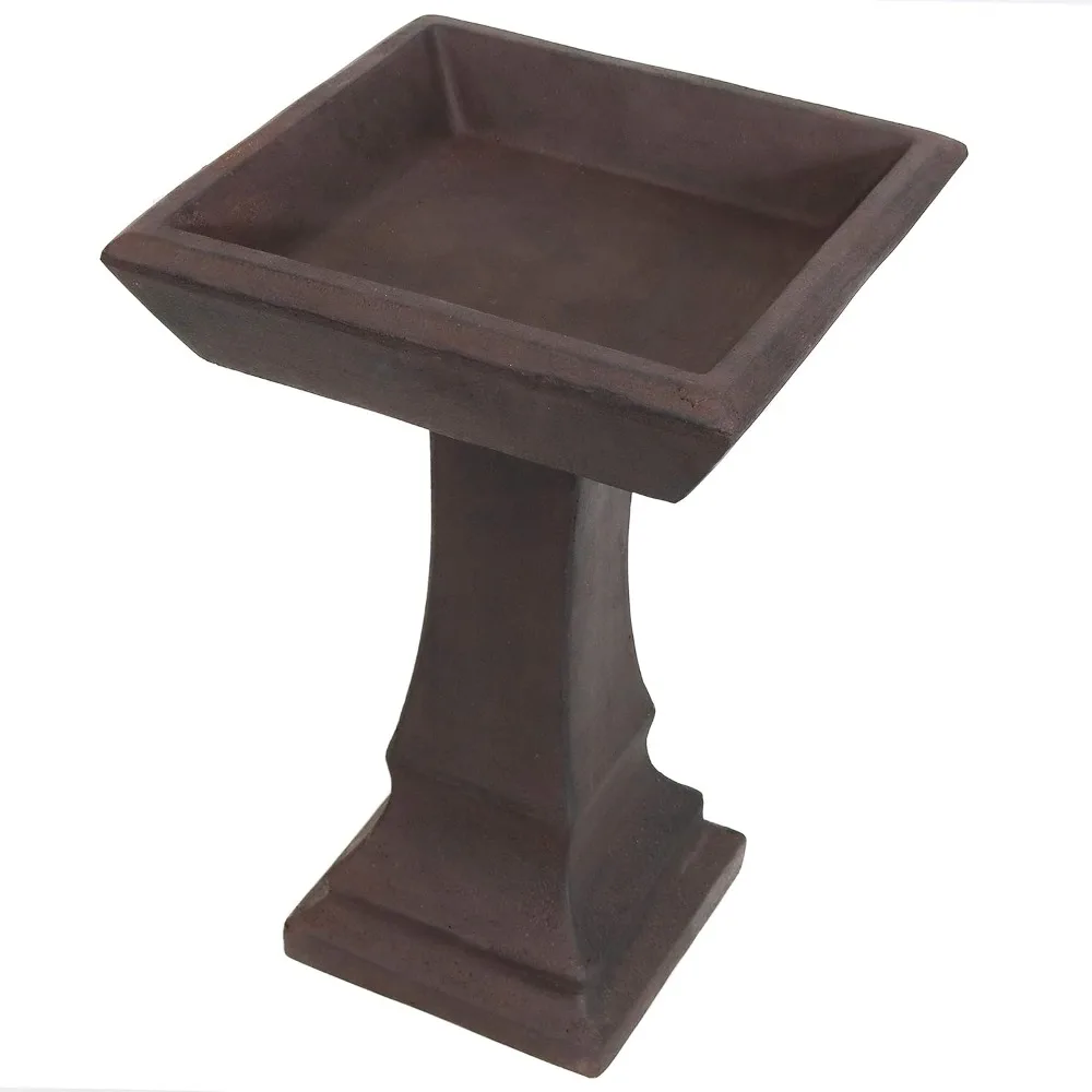 23-Inch H Glass Fiber Reinforced Concrete Bird Bath - Brown