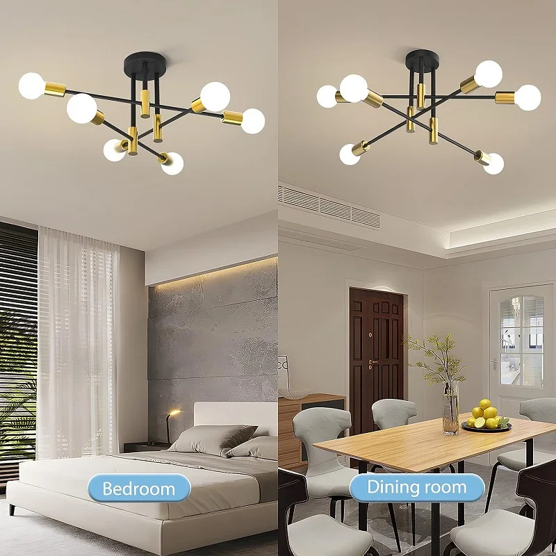 Modern Led Spider Ceiling Lighting Industrial Iron Black/Golden Nordic Minimalist Home Decoration Living Room Dining Room Ceilin