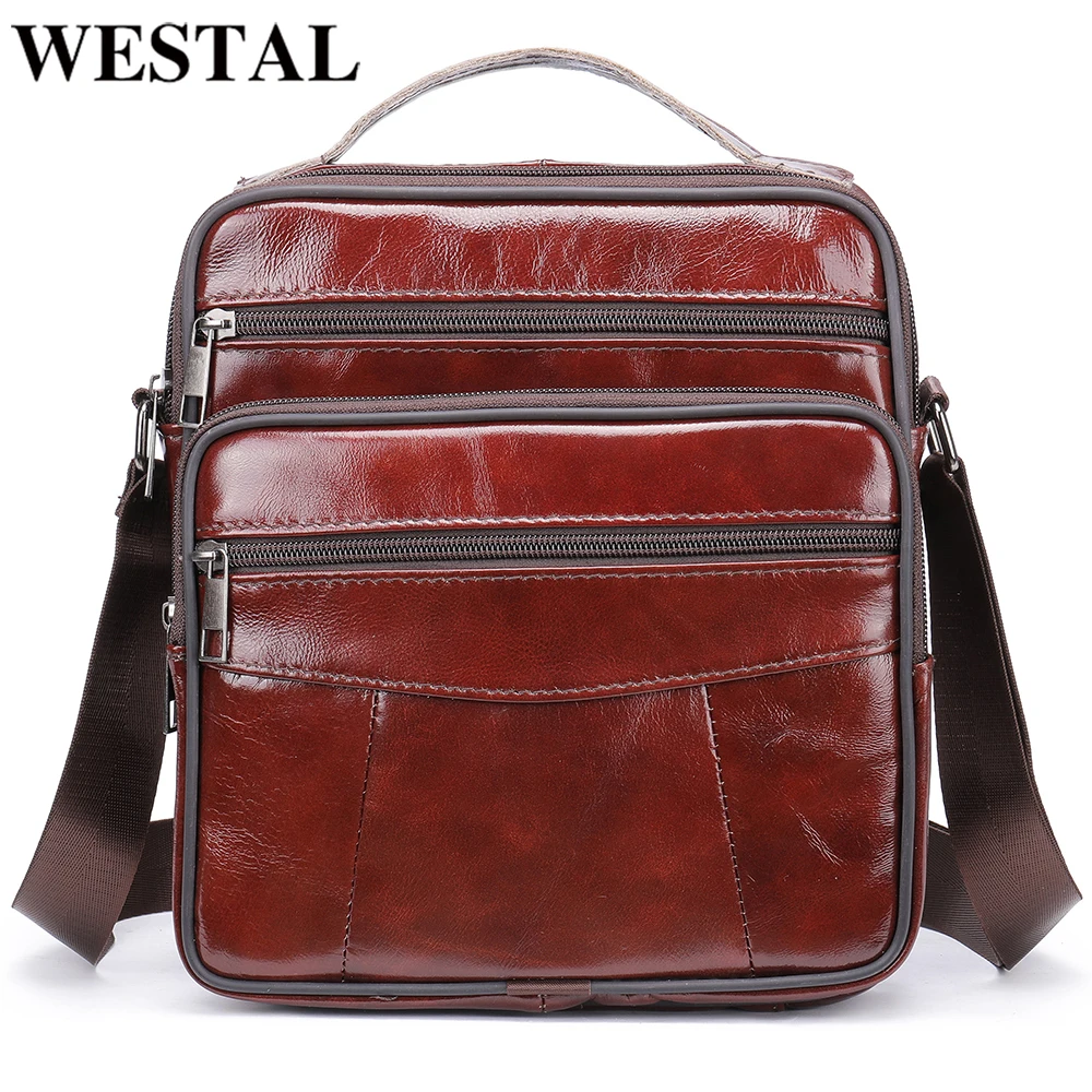 

WESTAL Men Shoulder Bag Men Crossbody Bag Genuine Leather Men Bag Fashion Flap Zipper Designer Small Tote Bag 2022
