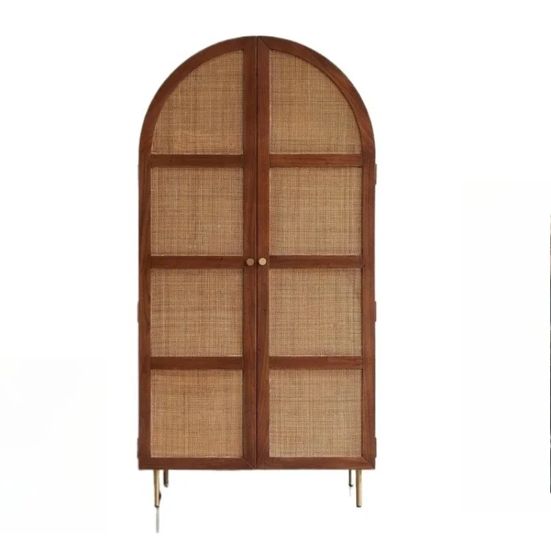 

Rattan wardrobe Japanese-style solid wood wabi-sabi wind designer home storage B & B hotel home storage wardrobe