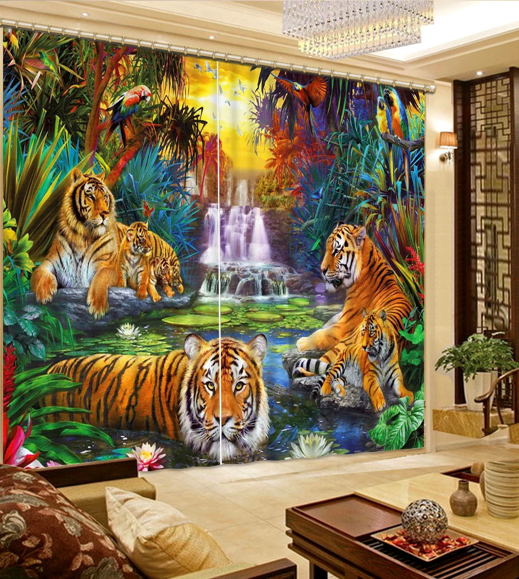 Photo tiger curtains Waterproof Bathroom Decor Curtains animal curtain Home Decoration