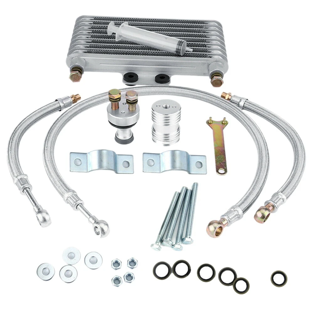 

Motorcycle Engine Oil Cooler Cooling Radiator Kit 125Ml Aluminum Silver for Honda CB CG Engine