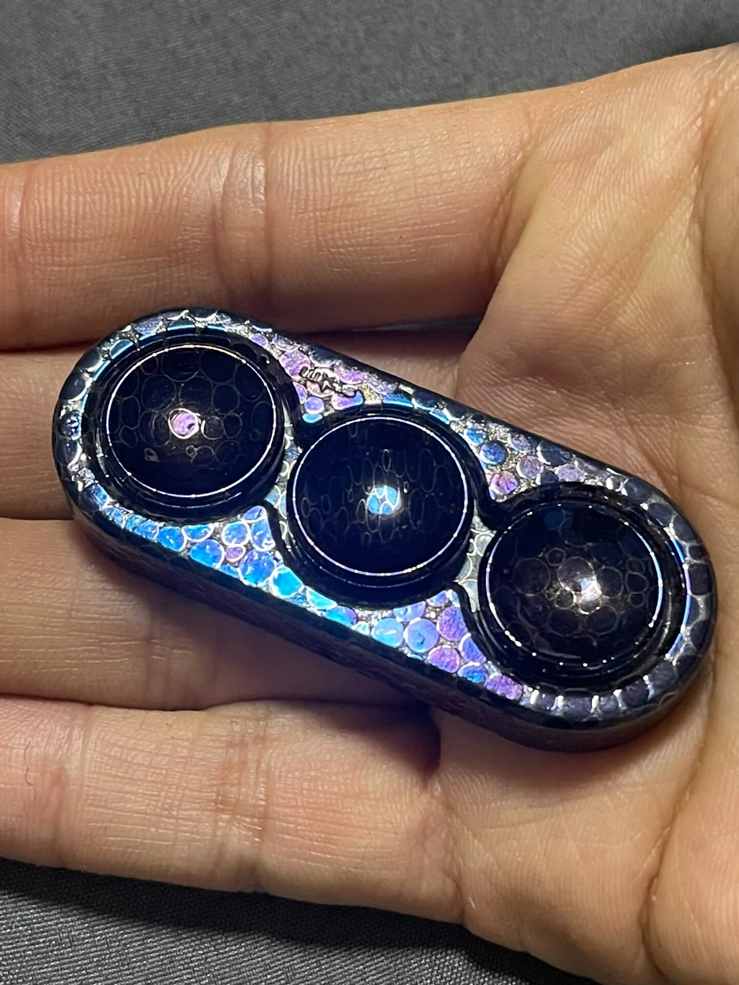 Used EDC Lei Ge Big Ma Long Scale Triple Gyro + Malaysian Breathing Pattern Dragon Scale Pair Lock EDC Decompression Toy