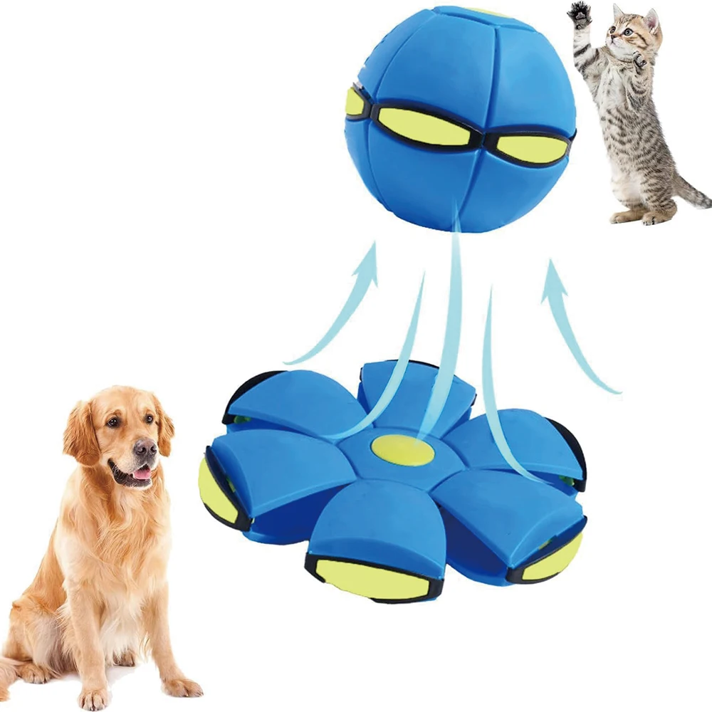 

Dog Toy Ball Outdoor Flying Saucer Ball Squishing Bounce Ball Dog Interactive Ball Magic Flying Saucer Ball with LED Light