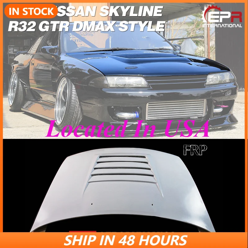 FRP Fiber Glass Unpainted For Nissan R32 Skyline GTR DM Style Hood Car accessories Exterior Body kit