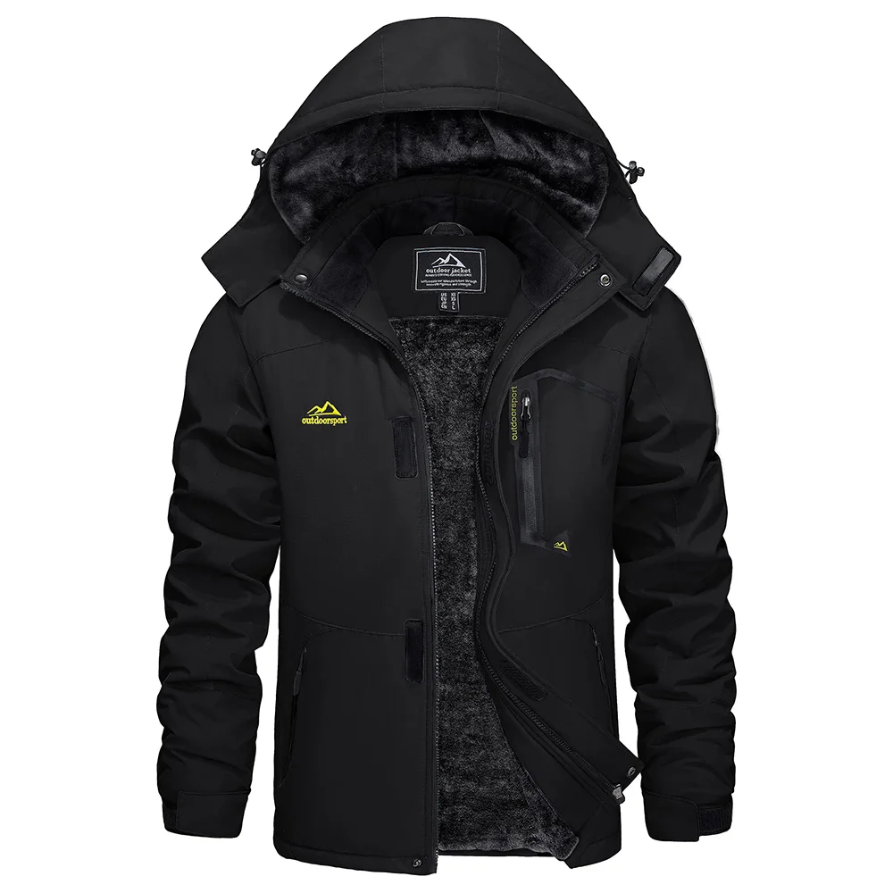 KEFITEVD Men's Winter Ski Jacket Waterproof Warm Thick Fleece Hiking Jackets Raincoats Snow Jacket Coats Windbreaker Man Parka