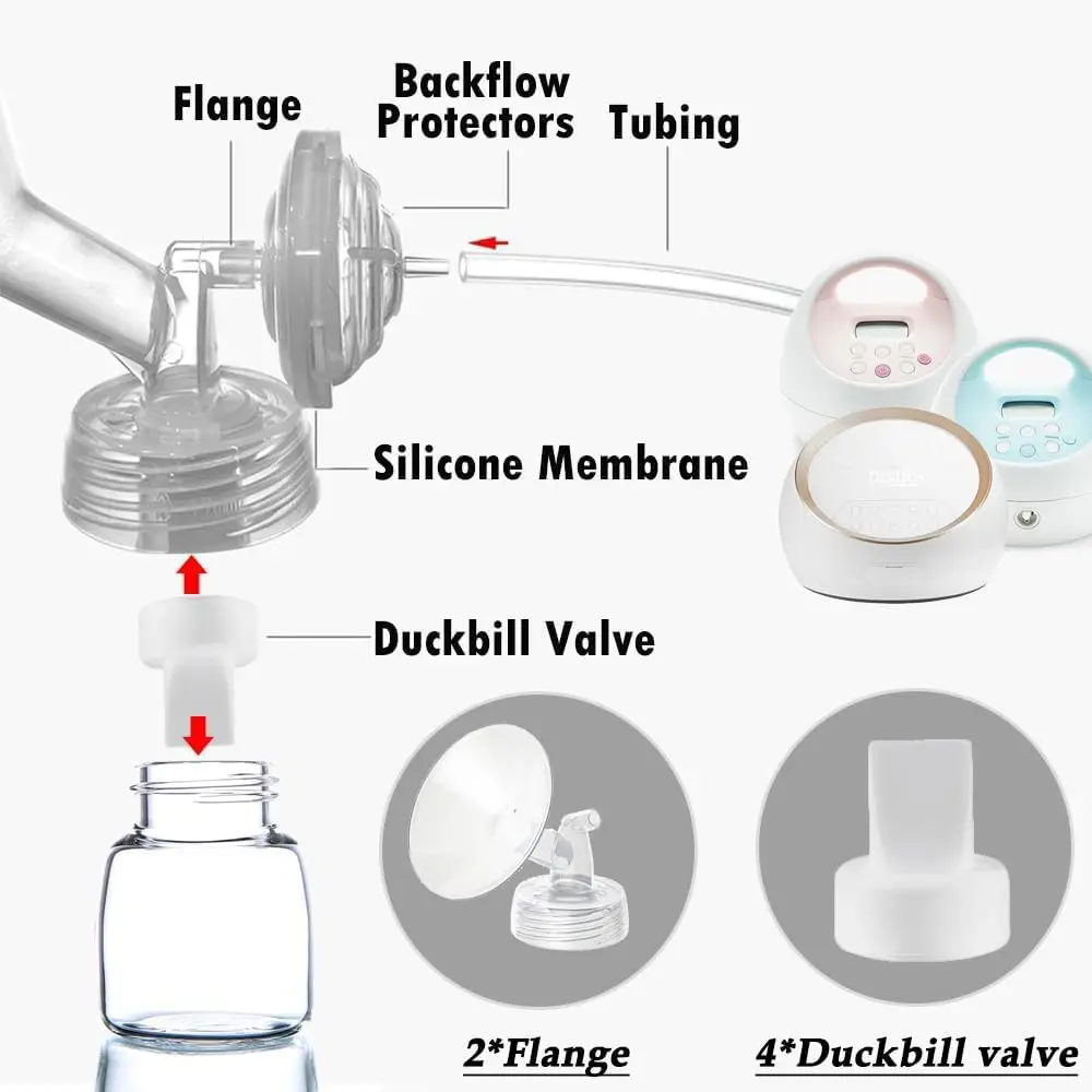 Flange and Duckbill Valve Compatible with Spectra S1/S2/9Plus Breast Pump, Spectra Pump Parts  Accessories Replacement