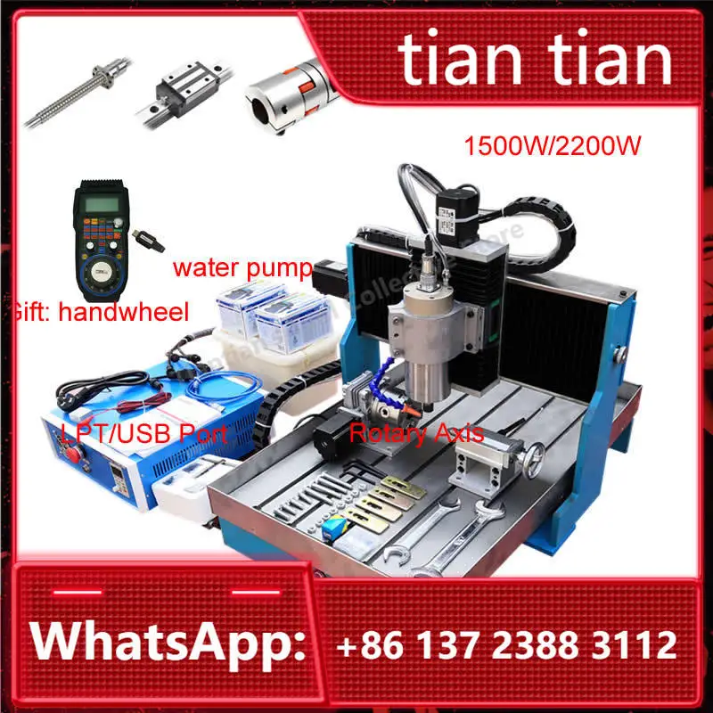 

4 Axis CNC 6040 2.2KW Linear Guide Rail Metal Carving 1500W Mach3 CNC Router Engraving Milling Machine 3040 Optional Handwheel