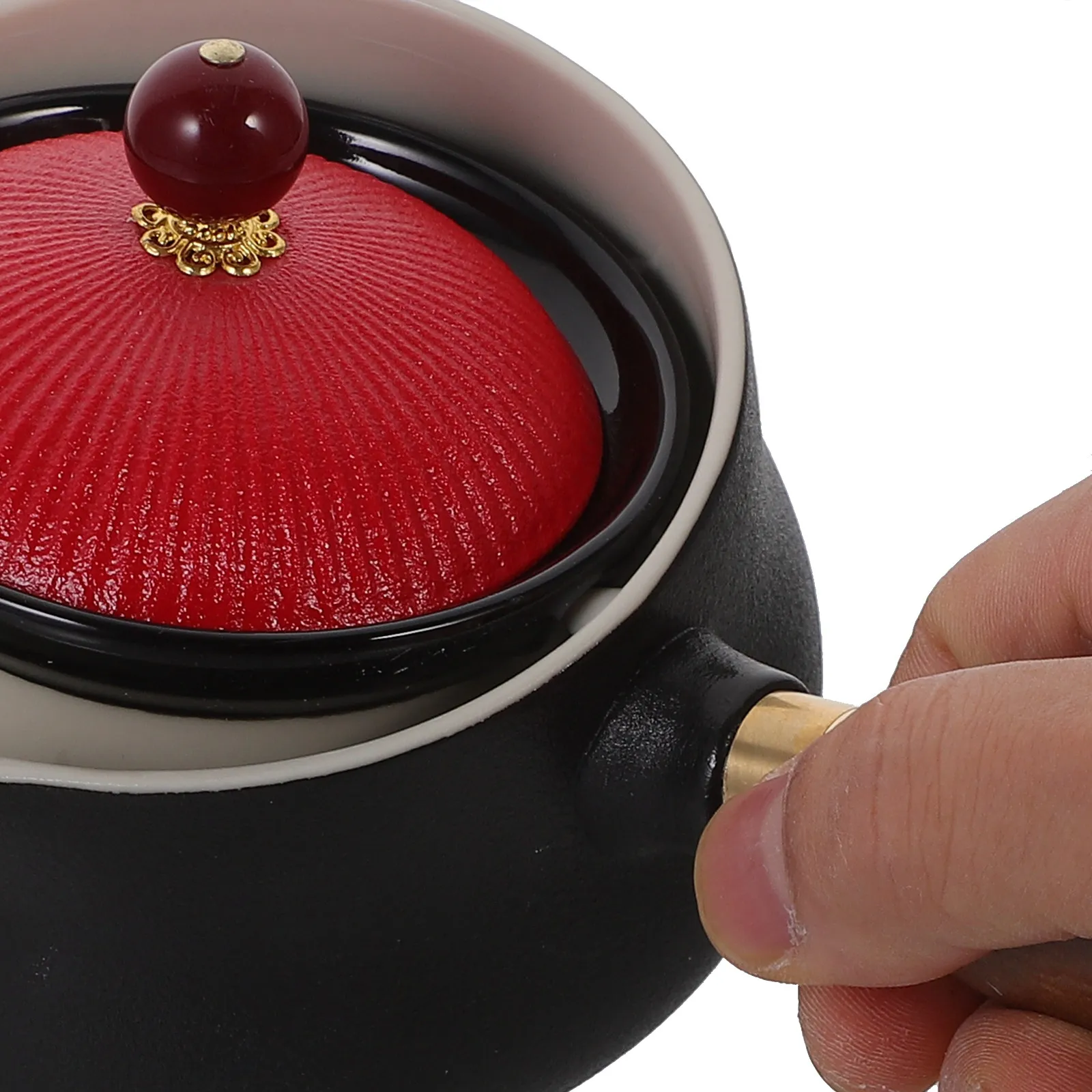 Side Handle Ceramic Teapot for Loose Leaf Tea Large Capacity Straight Cylindrical Design Anti Scald Handle 360 Degree Rotation