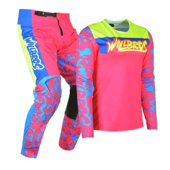 MX Combo Pink Jersey Pants Enduro Gear Set MTB DH Downhill Bike Women Clothing Suit ATV UTV Off-road Willbros Bicycle Ladies Kits