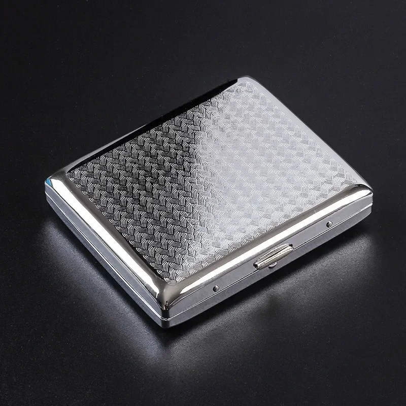 Silver Portable Metal Cigarette Case for Thick Cigarettes Flip Open Traveling Cigarette Container Box Holder Outdoor Smoking1PC