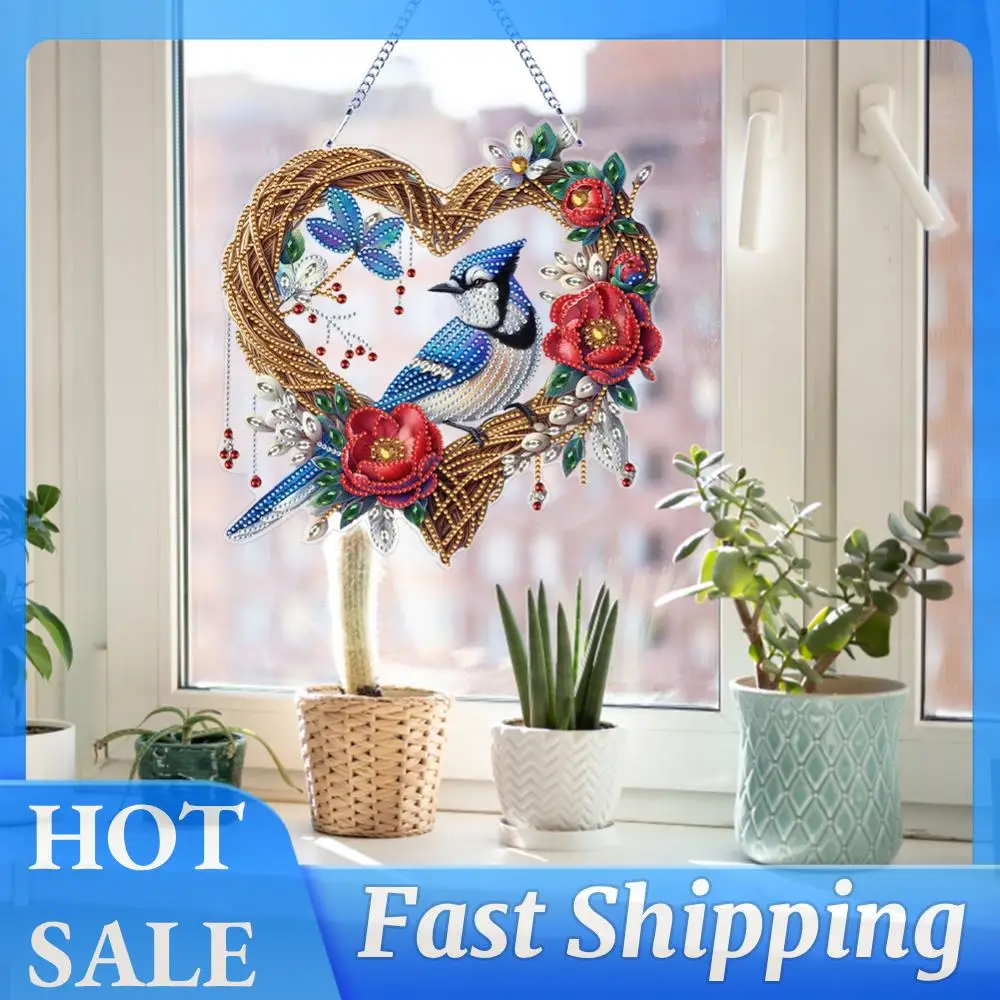 

Двусторонние подвески из ПЭТ-пластика в форме цветов и животных со стразами, 5D DIY Алмазная мозаика для окон, декор для взрослых