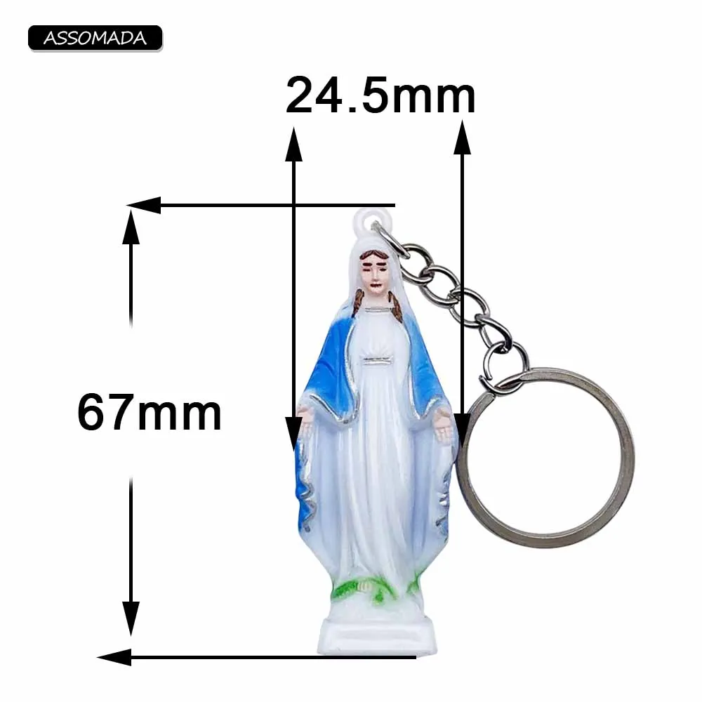 Luminous Virgin Mary Keychains For Women Men Gift Colour Noctilucent Christian Religion Mary Car Key Chains Accessories ASSOMADA