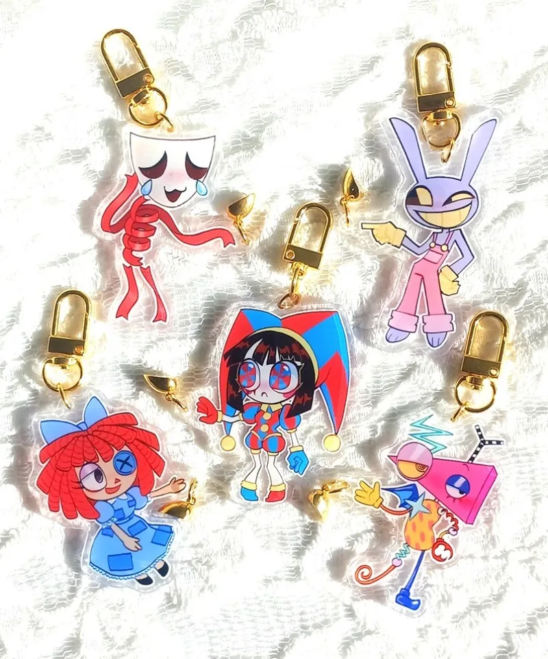

Keychain For Hazbin Hotel Pomni Gangle Jax Caine Acrylic Anime Cartoon Keychain DIY Collection Toys Gift for friend Holiday Gift