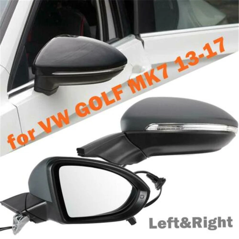 Left Right 6 Pin Car Side Rearview Mirrors Electric Heating with Turn Signal Light For Volkswagen GOLF MK7 2013-2017 Primer